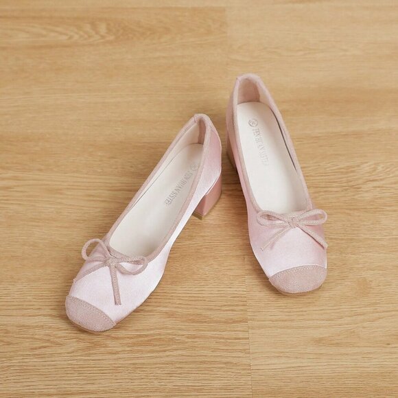 Pink Basics Women's Square Toe Chunky Heel Shoes - Picture 8 of 8